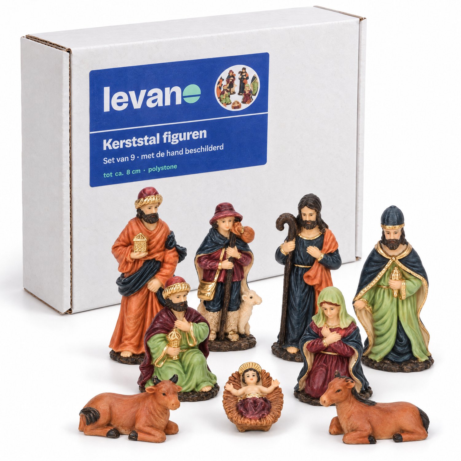 Levano Kerststal Figuren Set van 9 - 8 cm - Kerstversiering - Kerstdecoratie voor Binnen - Kerstfiguren voor Binnen - Kerstbeeldjes - Kerstbeelden - Kerstverhaal - Kerstkribbe - Kerst Figuurtjes – foto 8