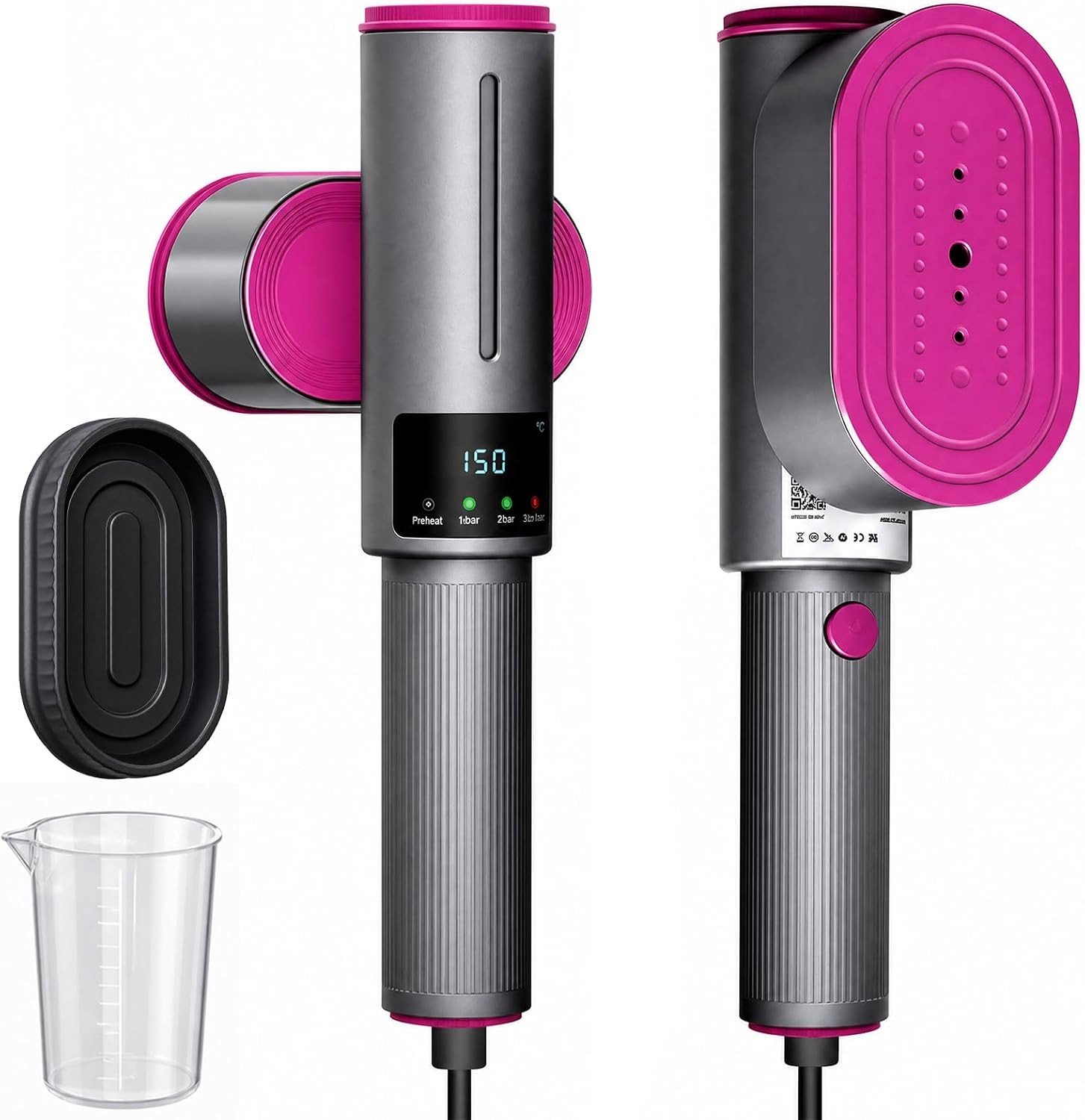 Draagbaar Stoomstrijkijzer - Wit - 1200 W - Compact Reisstrijkijzer met LCD-display - Voor Alle Stoffen