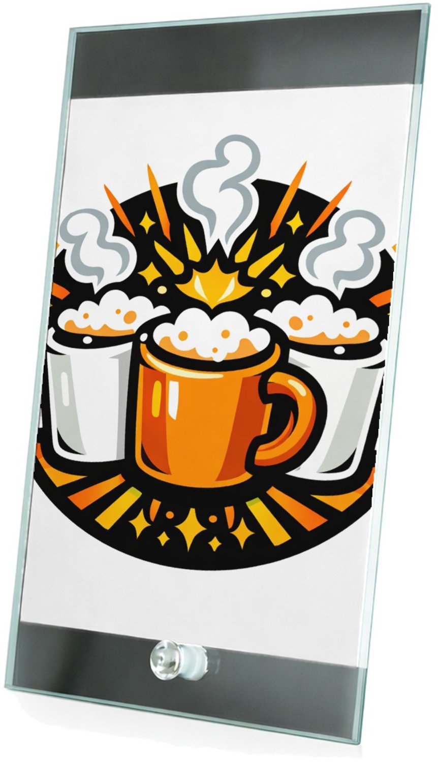 Mr Cadeautjes Glasframe 15 x 23 - design Een humoristische vriendenprint met twee of drie koffiemokke | cadeau Wit