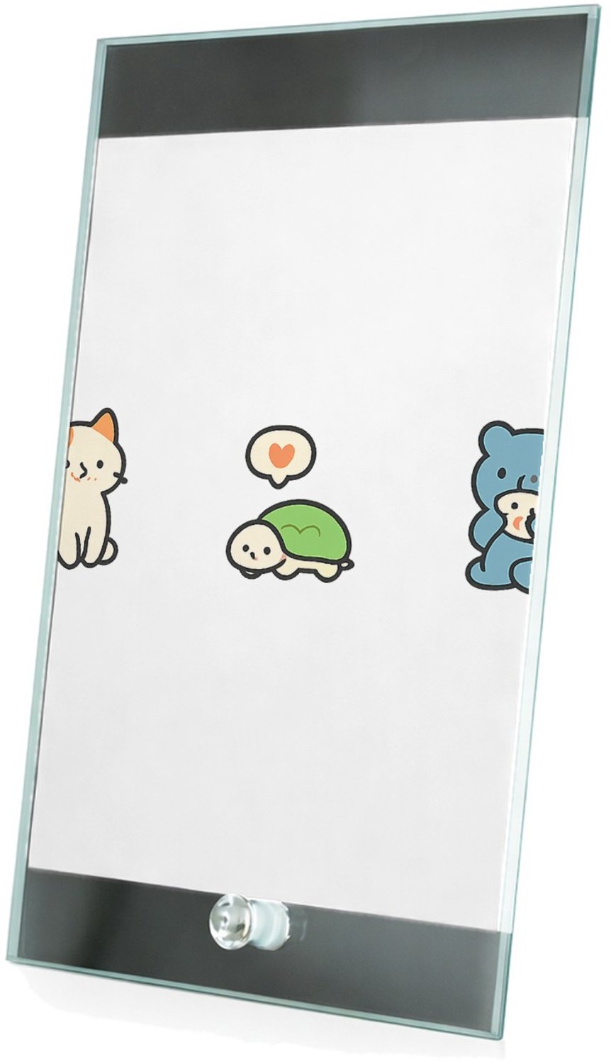 Mr Cadeautjes Glasframe 15 x 23 - design Een rustige, speelse dierenrij met een kleine snack- of eetk | cadeau Wit
