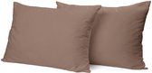 Eleganzzz Kussensloop Hotelsluiting Percal Katoen - Taupe - Kussensloop 60x70cm - Kussenslopen set van 2 - 100% Katoen
