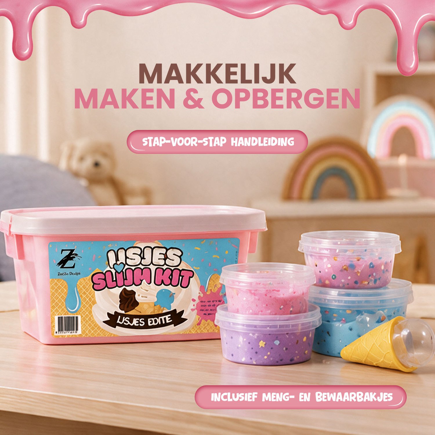 ZoeZo Slijm pakket IJssalon - DIY Speelgoed - Slijm Maken voor Kinderen - Slijmpakket met Stap-voor-stap Handleiding - Speelgoed Boek - Vanaf 6 Jaar — afbeelding 6