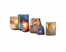 LOBERON Windlicht set van 6 Paro blauw