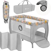 Lionelo Stefi Plus – 2in1 Campingbedje en Reisbedje – 0-36 Maanden tot 15 kg - Tweede Slaapniveau – Matras T25 2 cm – Zij-ingang met Rits – Snel Inklapbaar – Mesh Zijkanten – 2 Wielen met Rem – Transporttas – Zijvak