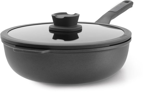 LEO Wok antikleef met deksel Stone+ - Ø 28cm - Grijs - PFAS-vrij