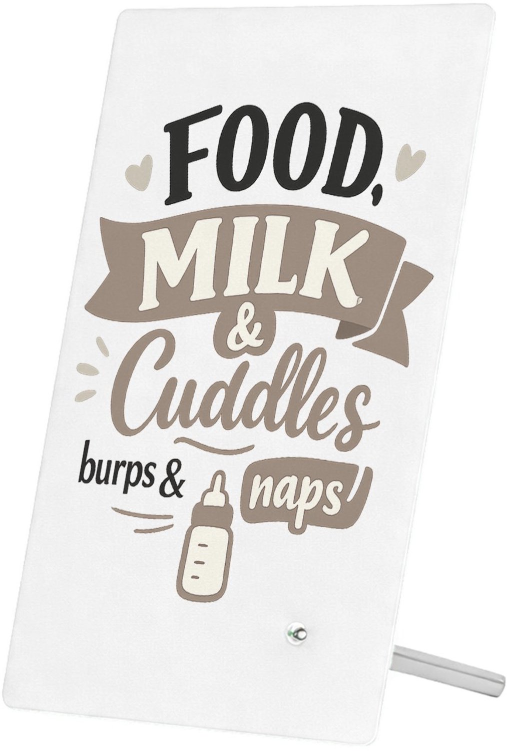 Mr Cadeautjes Glasframe 11 x 16 - design Speels typografisch babycadeau met focus op eten en knuffelt | cadeau Wit