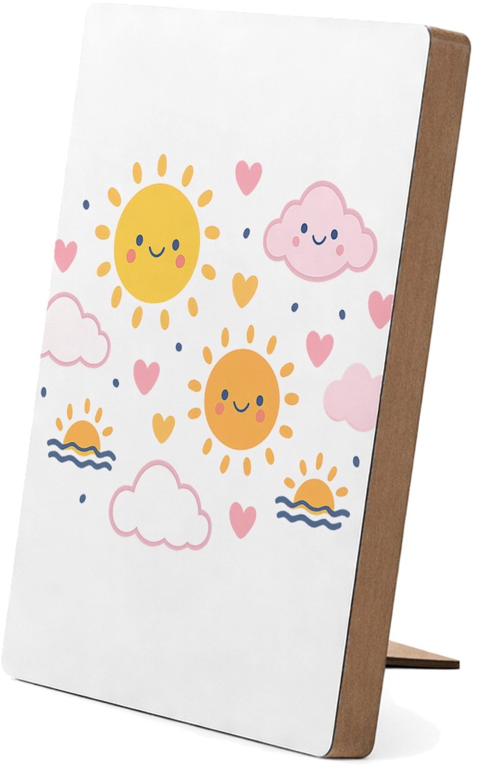 Mr Cadeautjes Glasframe/MDF 12,7 x 17,8 - design Speelse regendag met vriendelijke weer-icoontjes | cadeau Wit
