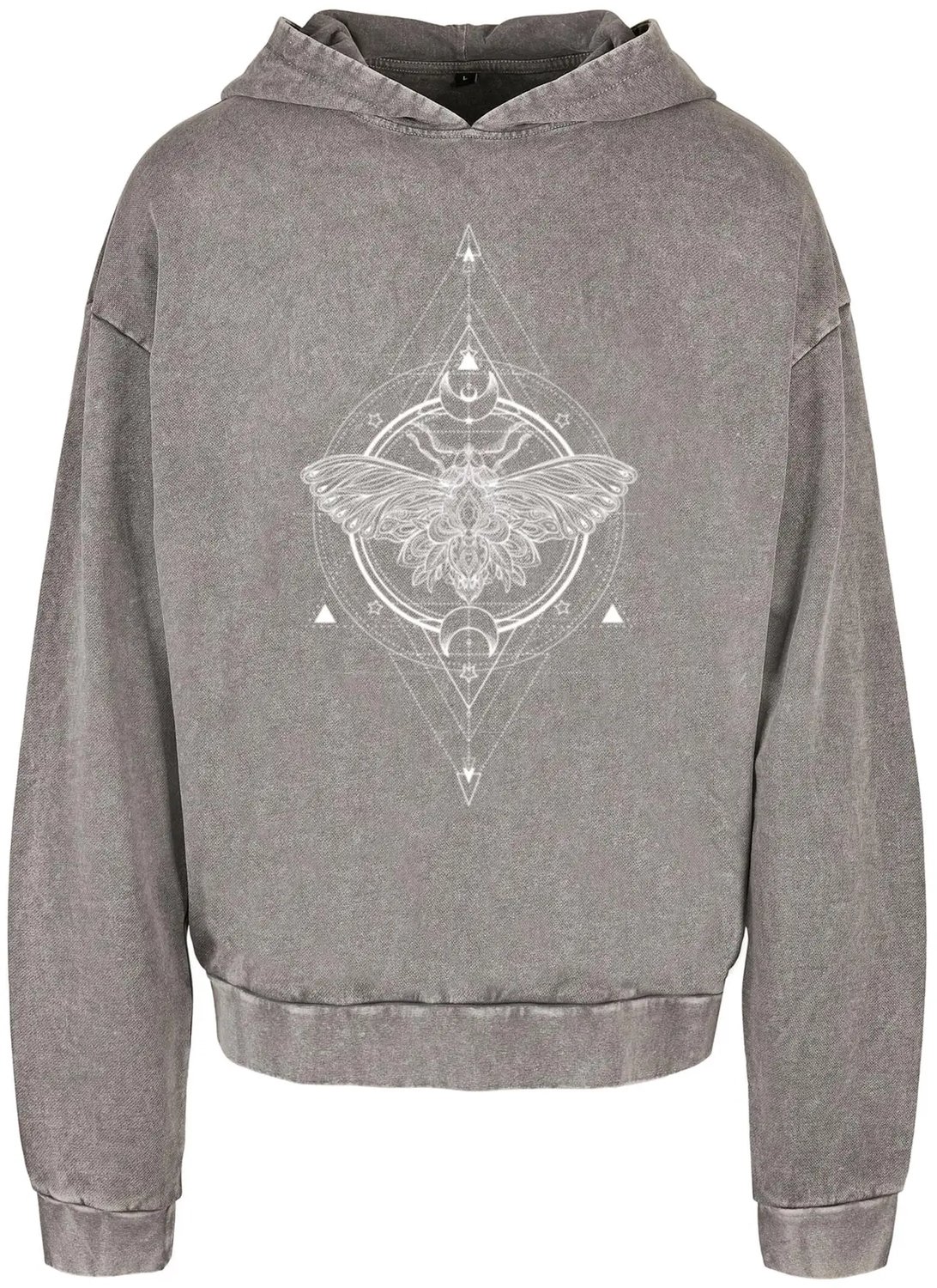 Hoodie Mister Tee Moth Acid Washed Asfalt