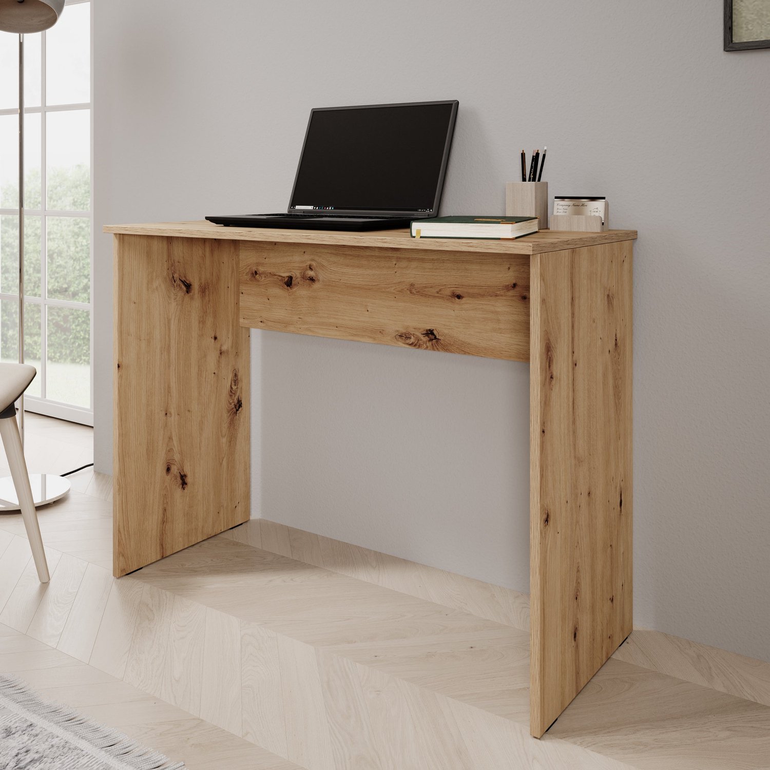 MEUBELLA Daro - Bureau - Eikenpatroon - 98x45x74 cm Bruin