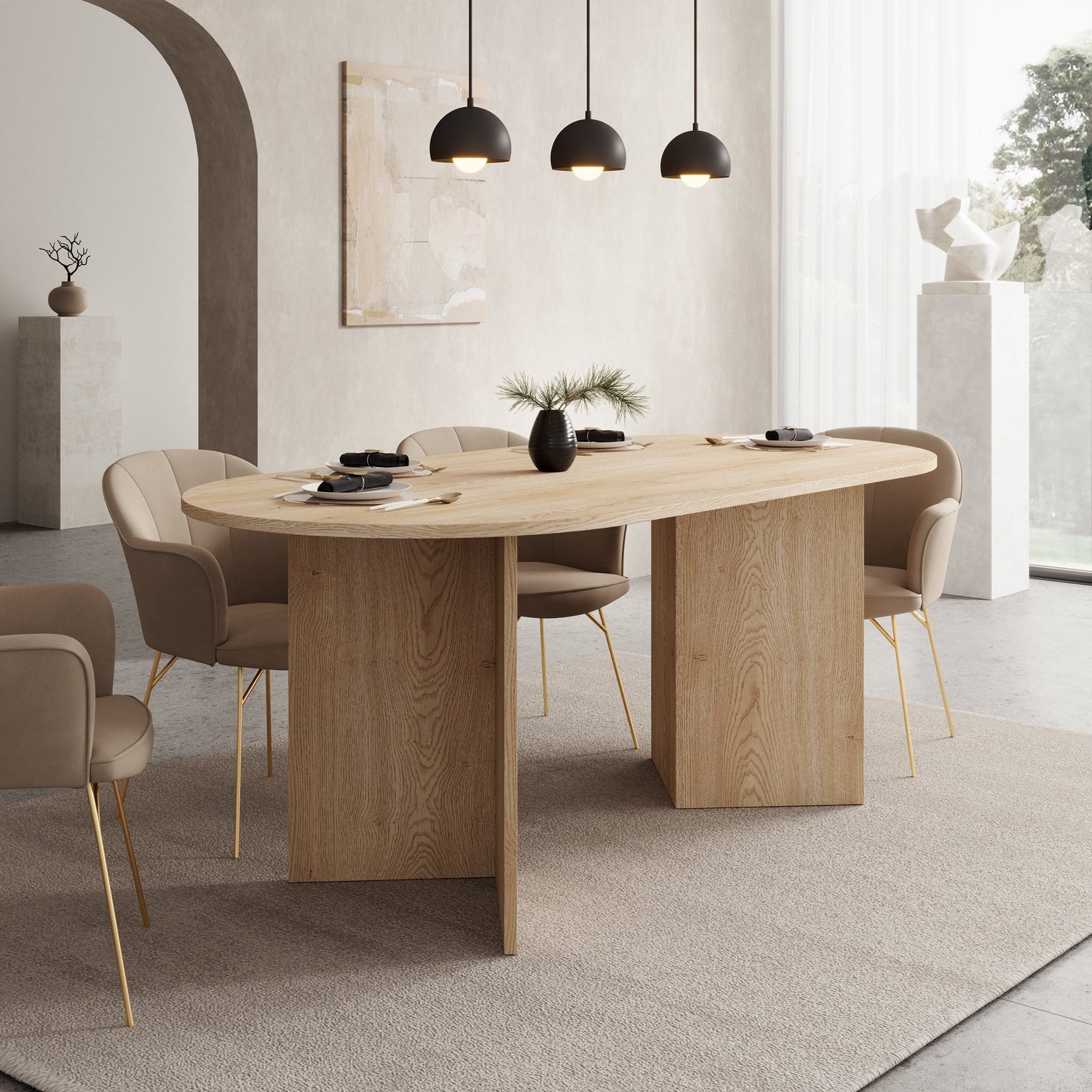 MEUBELLA Glenne - Eetkamertafel - Licht eiken patroon - 185x90x75 cm Bruin