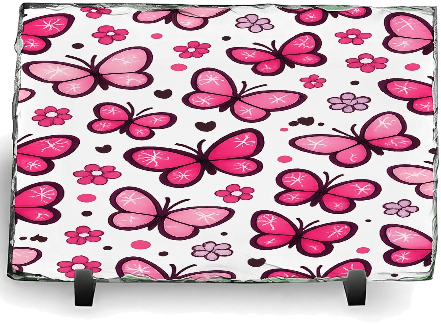 Mr Cadeautjes Leisteen rechthoek 14 x 19,5 - design Vrolijke all-over print met speelse natuuriconen in plaats v | cadeau Wit