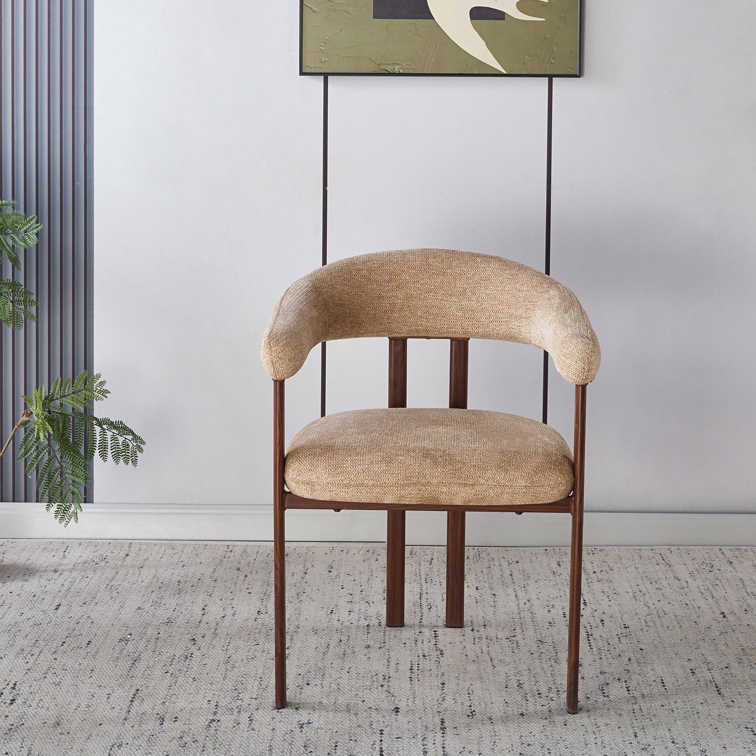 Sena Comfort Eetkamerstoelen Set van 4 – Bruin met Walnoothouten Poten – Japandi Eetkamerstoel – Japanse Minimalistische Stoelen – 62 x 61 x 81 cm
