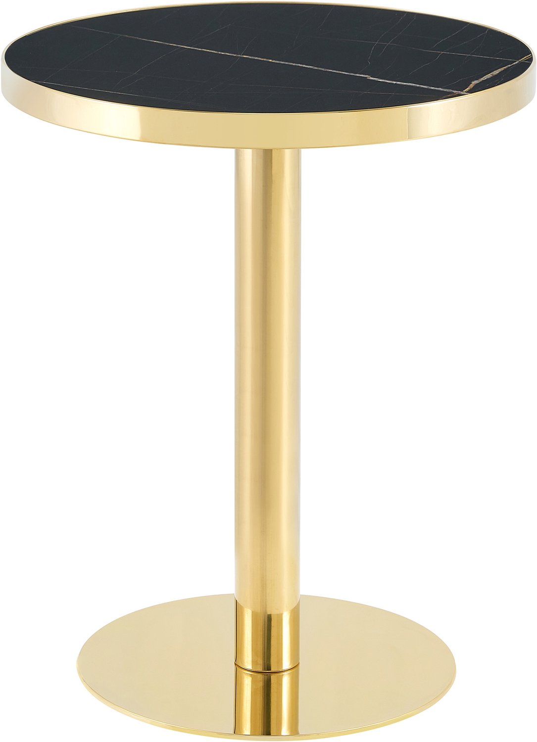 SONNENH Ronde bijzettafel - Zwarte marmerlook en goudkleurige voet - Ø59,5 x 73,5 cm Zwarte marmerlook | Goudkleurig