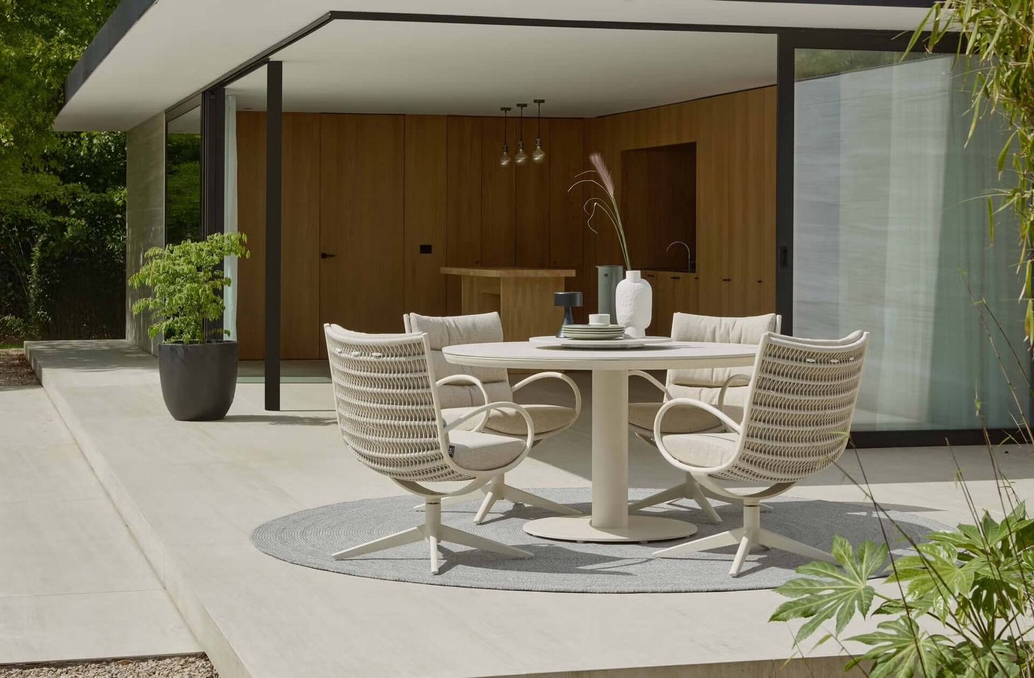 Apple Bee Camp Bay Garden Dining Set - 140 cm - 5-piece - Oyster