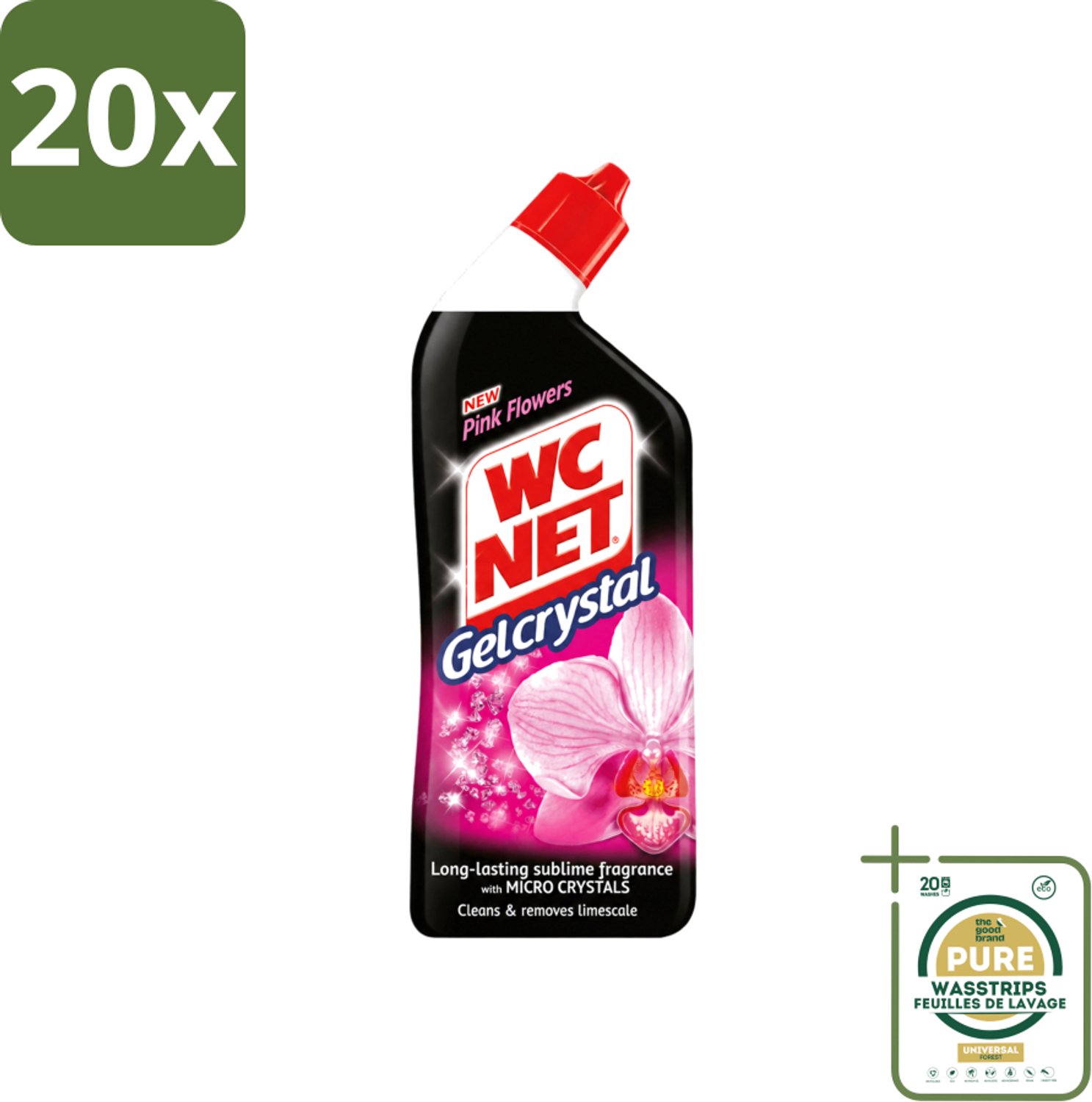 20 x WC Net - Toilet Reiniger - Gel - Frisse Bloemen - 750 ml - Wasstrips - WC Reiniger - Toilet Reiniger - Toilet Reinigen - Toilet Reiniger Gel - Bloemengeur Toilet
