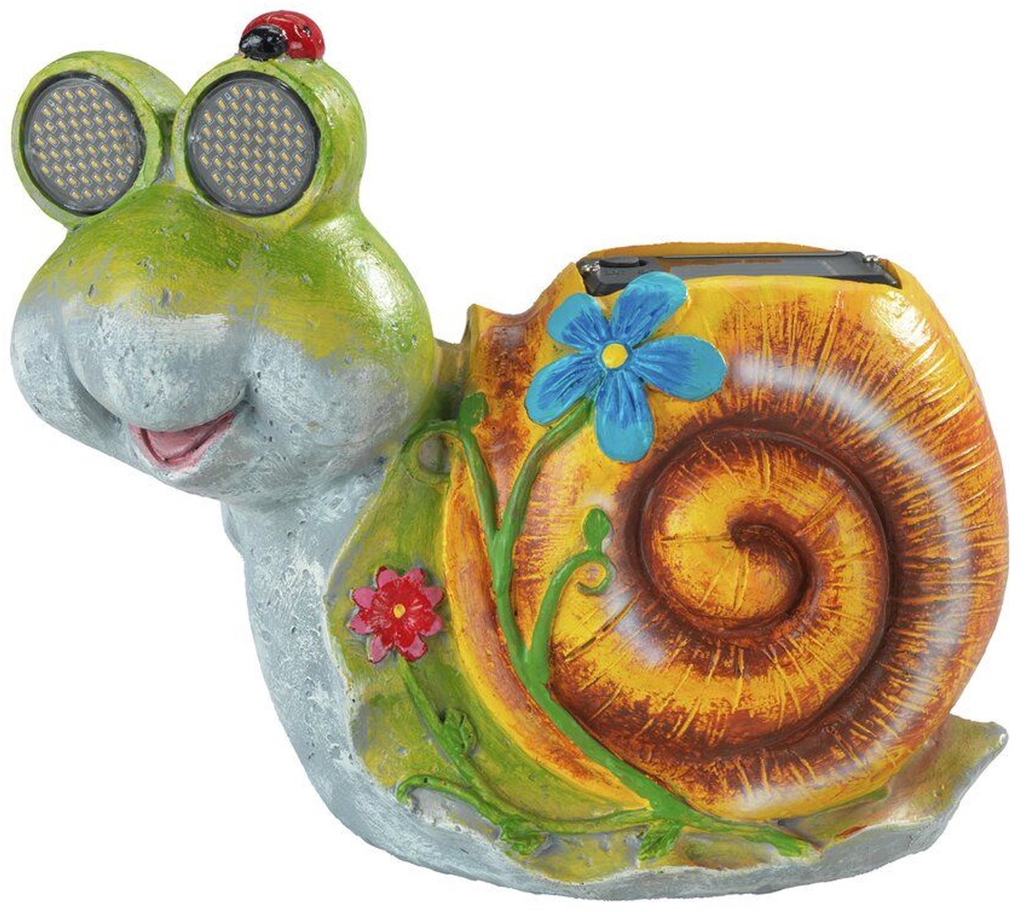 Maximex - Zonne-energie tuinfiguur slak LED, met lichtgevende ogen, 21 x 18,5 cm