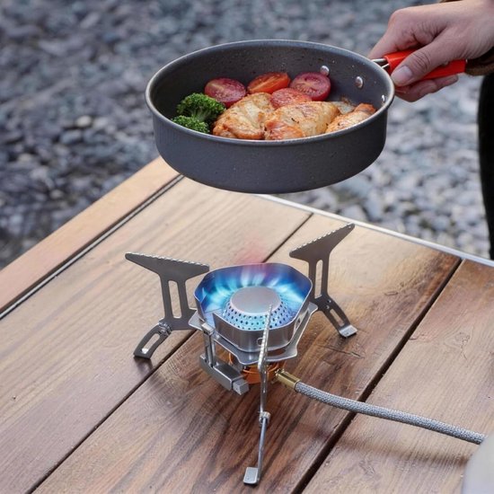Zolvano® Wokbrander - Kookbrander - Wok Brander - Met Slang en Regelaar - Propaan/Gas - Voor Buiten – Camping Kooktoestel Wind Proof –Zilver met oranje — afbeelding 4