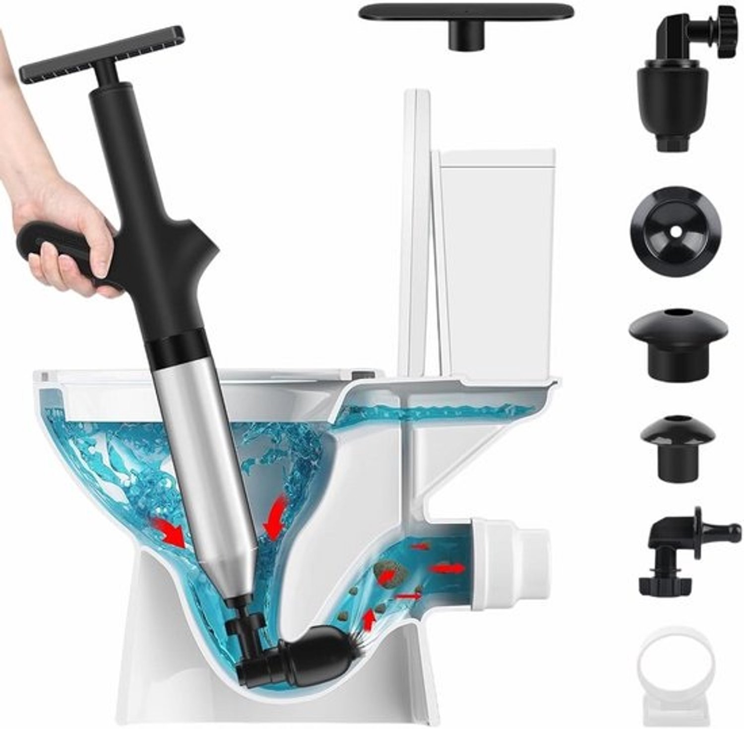 Hogedrukreiniger - met manometer - en 4 zuigadapters