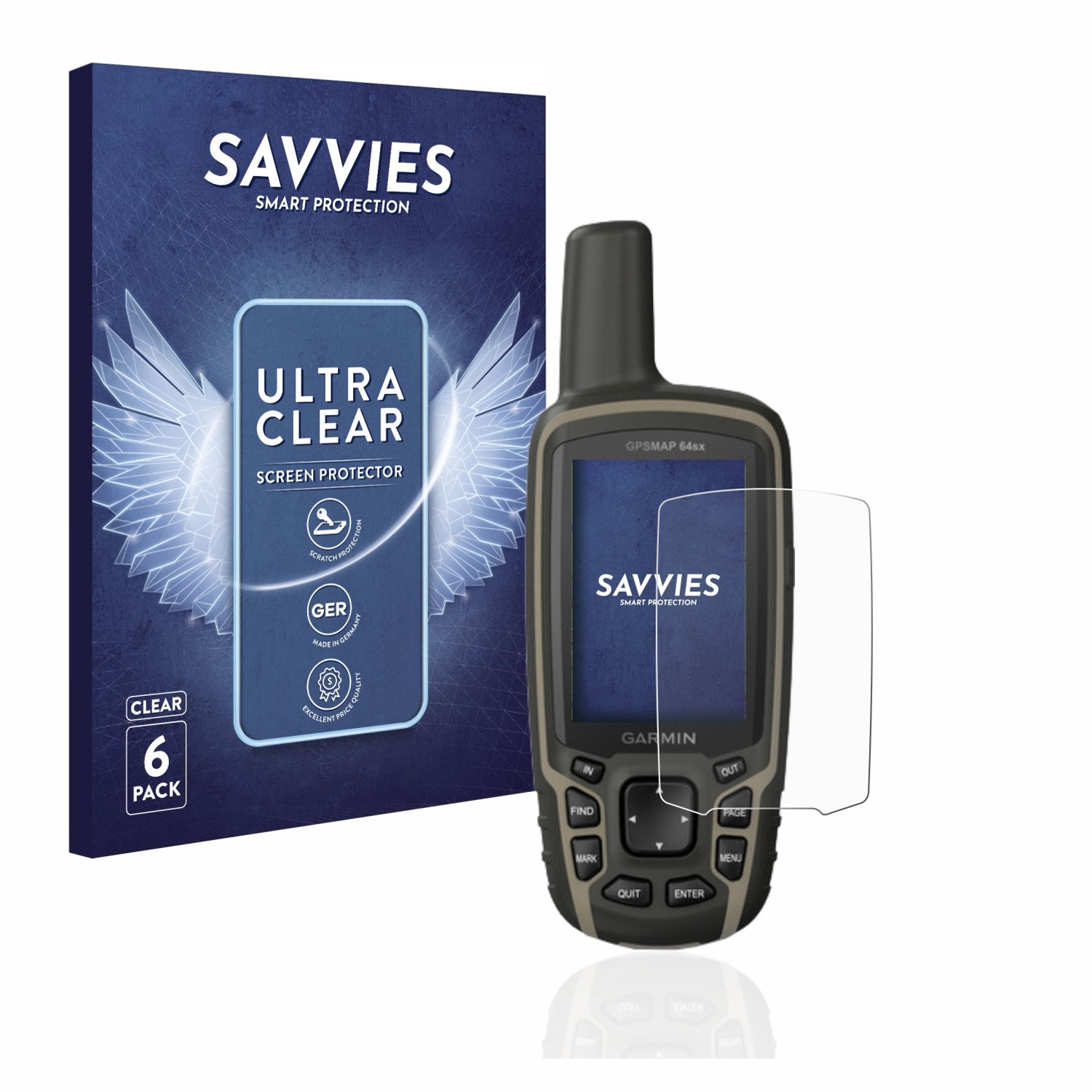 Savvies - Screenprotector voor Garmin GPSMAP 64sx - Folie Beschermfolie transparant 6 Stuks