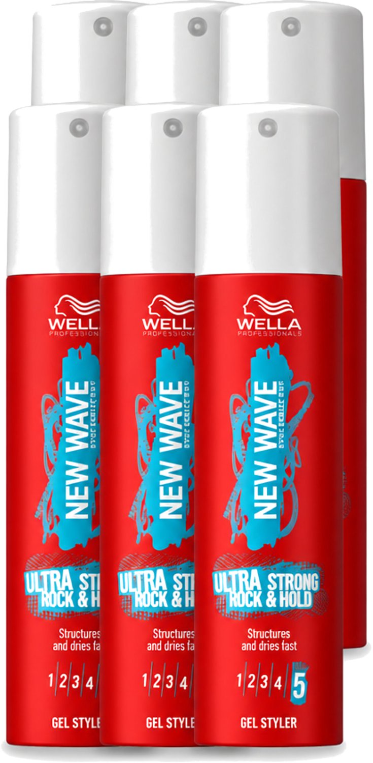 6 x Wella – New Wave Ultra Strong Rock & Hold – Haargel – 100 ml - Voordeelverpakking - 6 stuks
