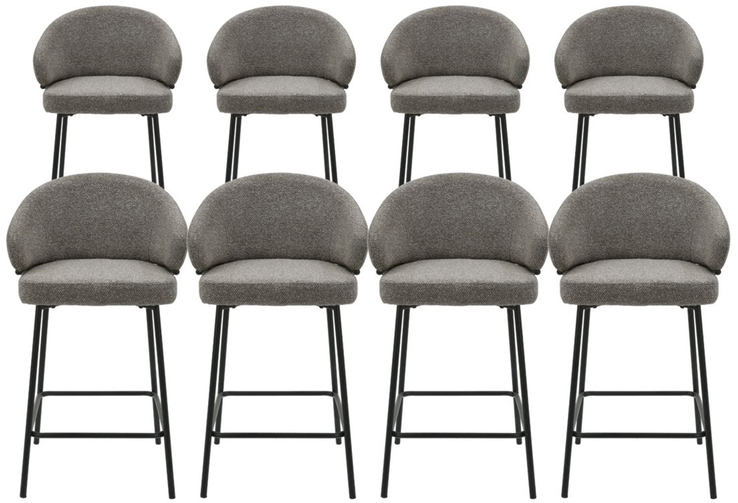 DS4U - - Sofia barkruk 65 cm - Set van 8 - Taupe met zwarte poot - Stof
