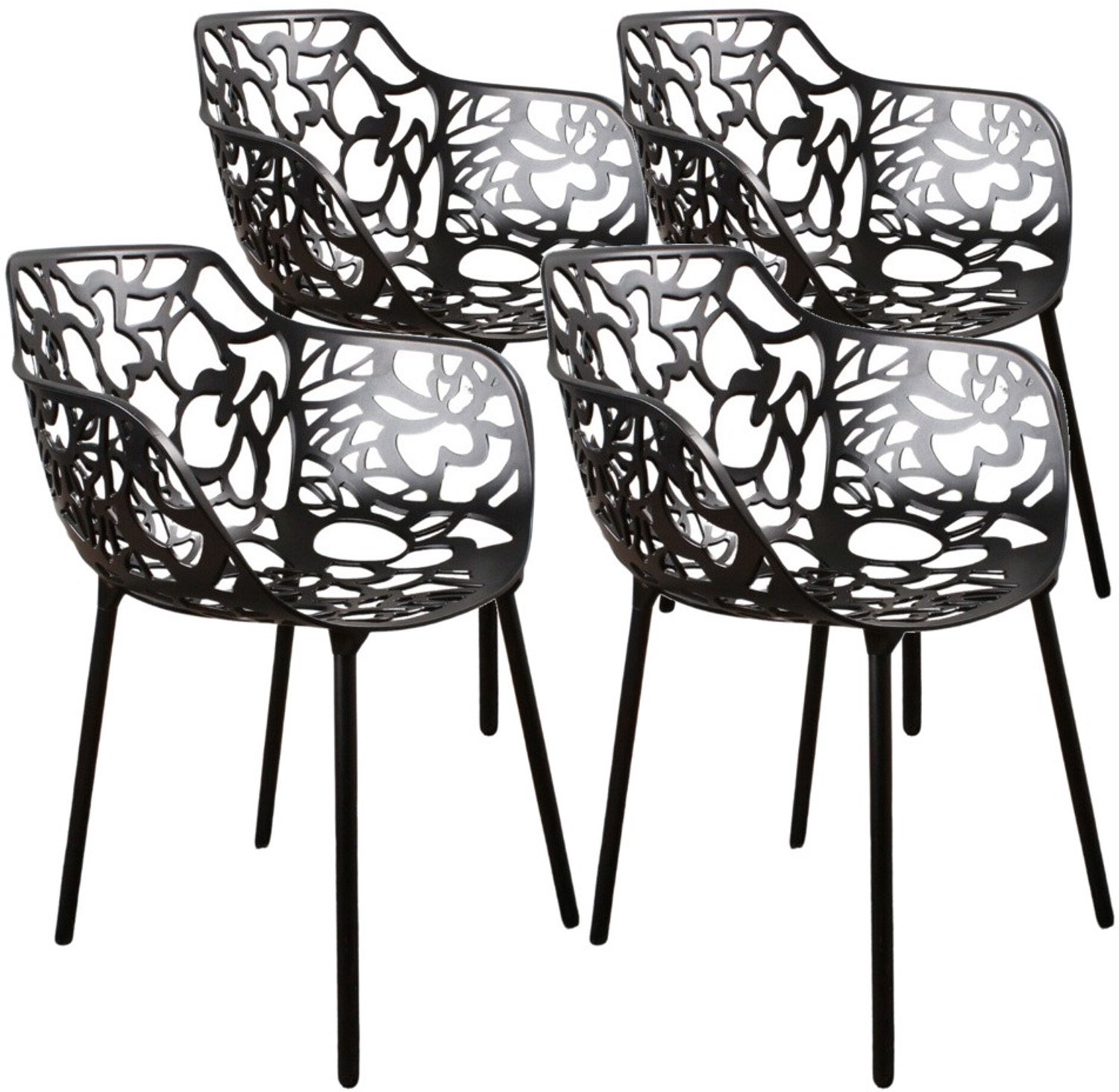 DS4U - - Cast eetkamerstoel - Set van 4 - Zwart - Aluminium - Met armleuning