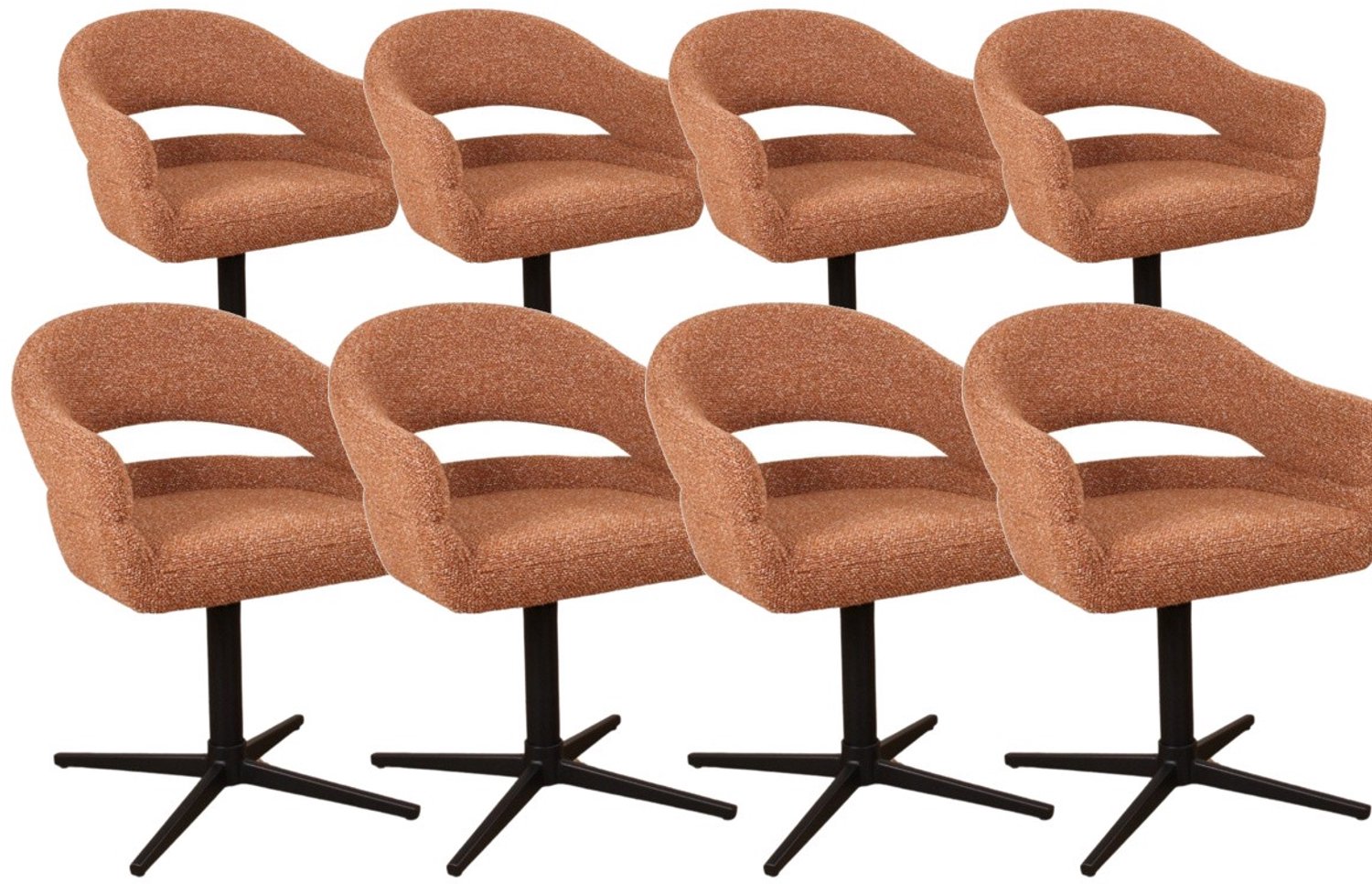 DS4U - - Mila armstoel met terugdraaifunctie - Set van 8 - Roestbruin - Stof