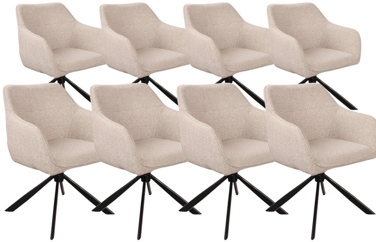 DS4U - - Seff armstoel met terugdraaifunctie - Set van 8 - Champagne - Stof