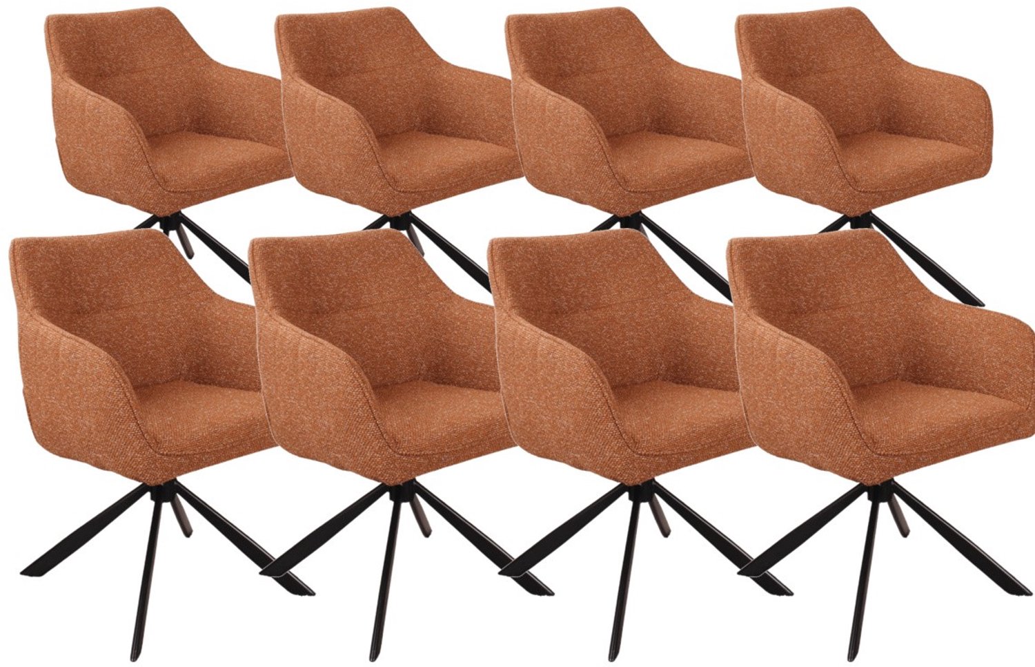 DS4U - - Seff armstoel met terugdraaifunctie - Set van 8 - Roestbruin - Stof