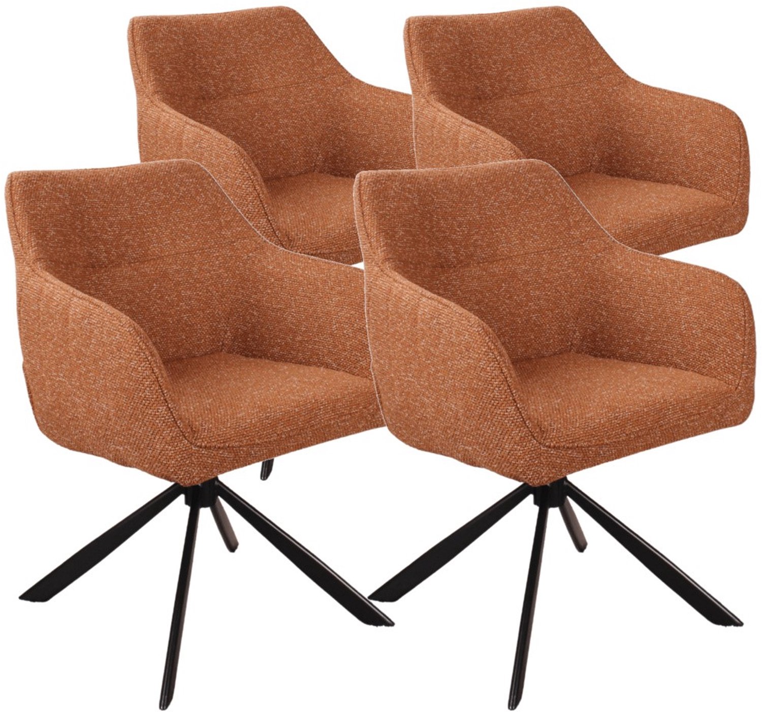 DS4U - - Seff armstoel met terugdraaifunctie - Set van 4 - Roestbruin - Stof