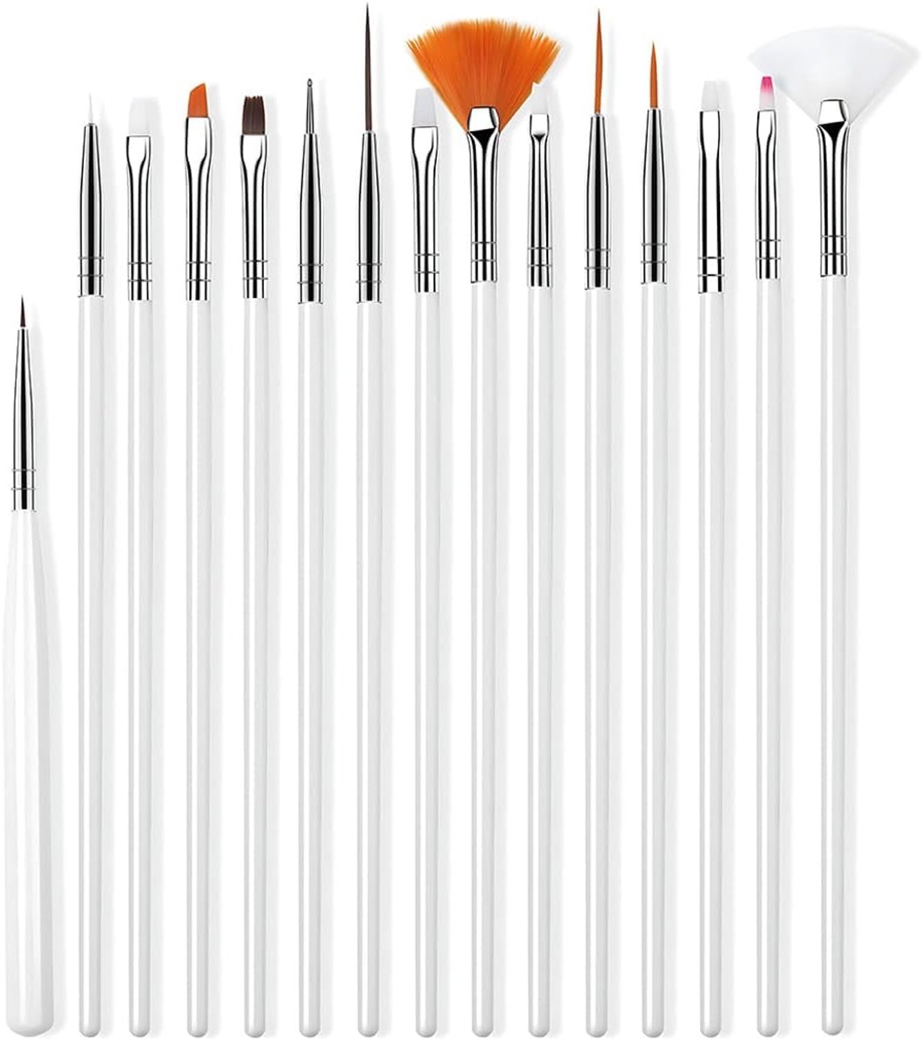 Gelnagelstiftenset 15-delig - professionele nail art stiften - wit - voor nauwkeurig schilderen - m-winkel