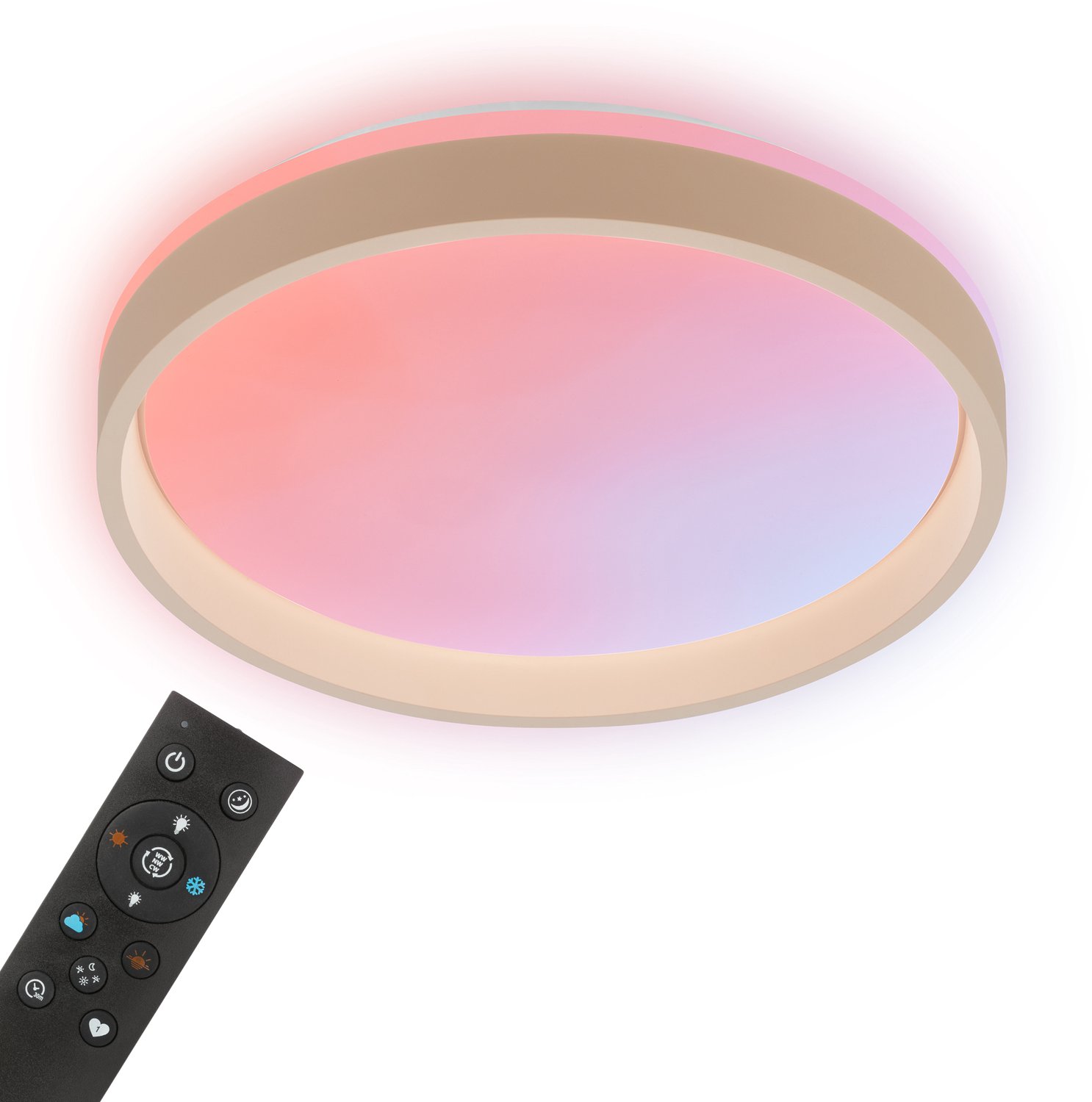 BRILONER Auri - Dimbaar Plafondlamp - met backlight - woonkamer lamp - met kleurwisseling en afstandsbediening - Ø38cm