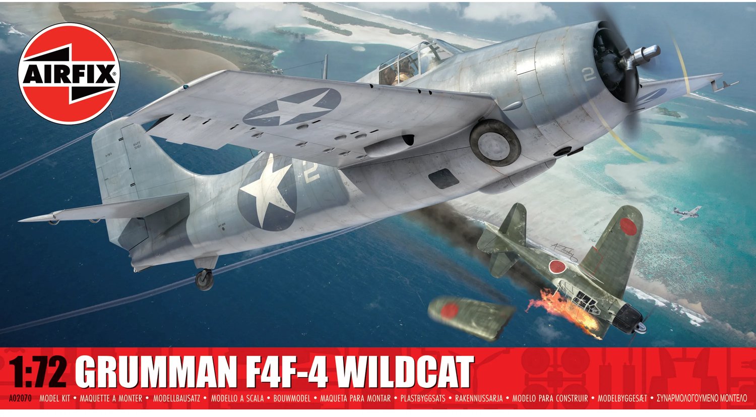 Airfix Modelbouwpakket Vliegtuigen - 02070 Grumman F4F-4 Wildcat WWII - Amerikaans Marinejachtvliegtuig Plastic - 1:72 - Modelbouw