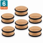 NORDIX Premium Deurstopper - Deurstoppers voor Binnen - Deurstop - Deurbuffer - Set van 6 Stuks - 10.4x4.7cm - Houtlook - MADERA