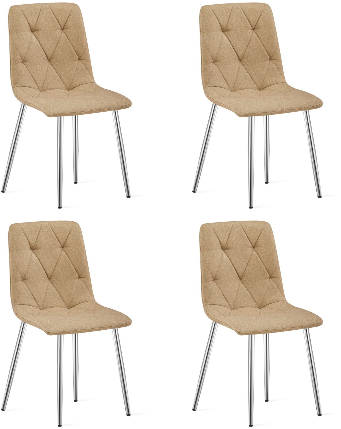 LEOBERT LIBRA Eetkamerstoelen – Set van 4 – Groen Stof – Metalen Poten – Comfortabele Gestoffeerde Zitting – Modern Design – Voor Woonkamer, Keuken en Eetkamer – Max. 110 kg per Stoel