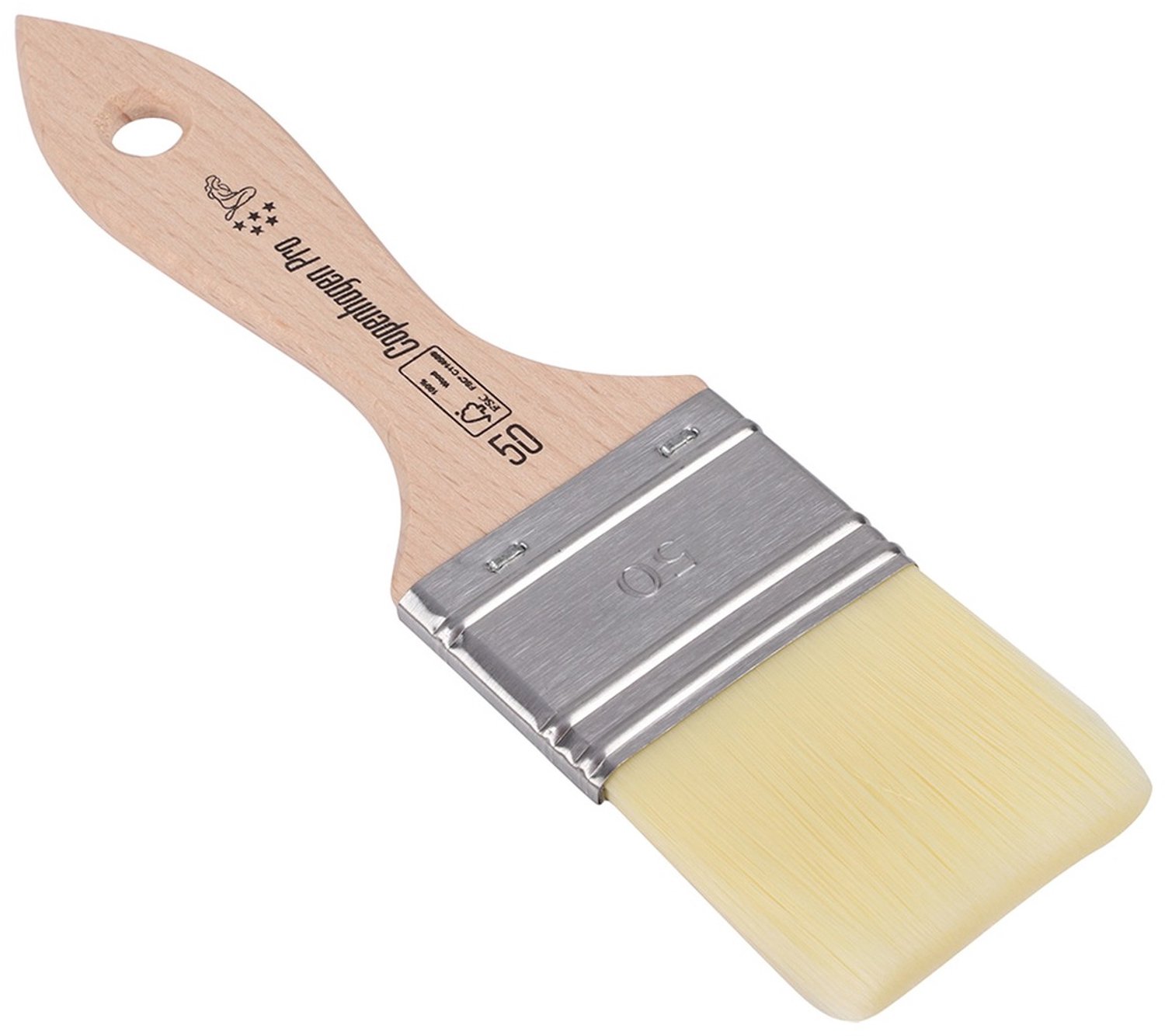 Copenhagen Pro Special Spalterkwast - Maat 50 - Synthetisch Haar - FSC® Gewaxte Beukenhouten Steel - RVS Bus - Geschikt voor Krijtverf, Whitewash, Greywash en Boenwas