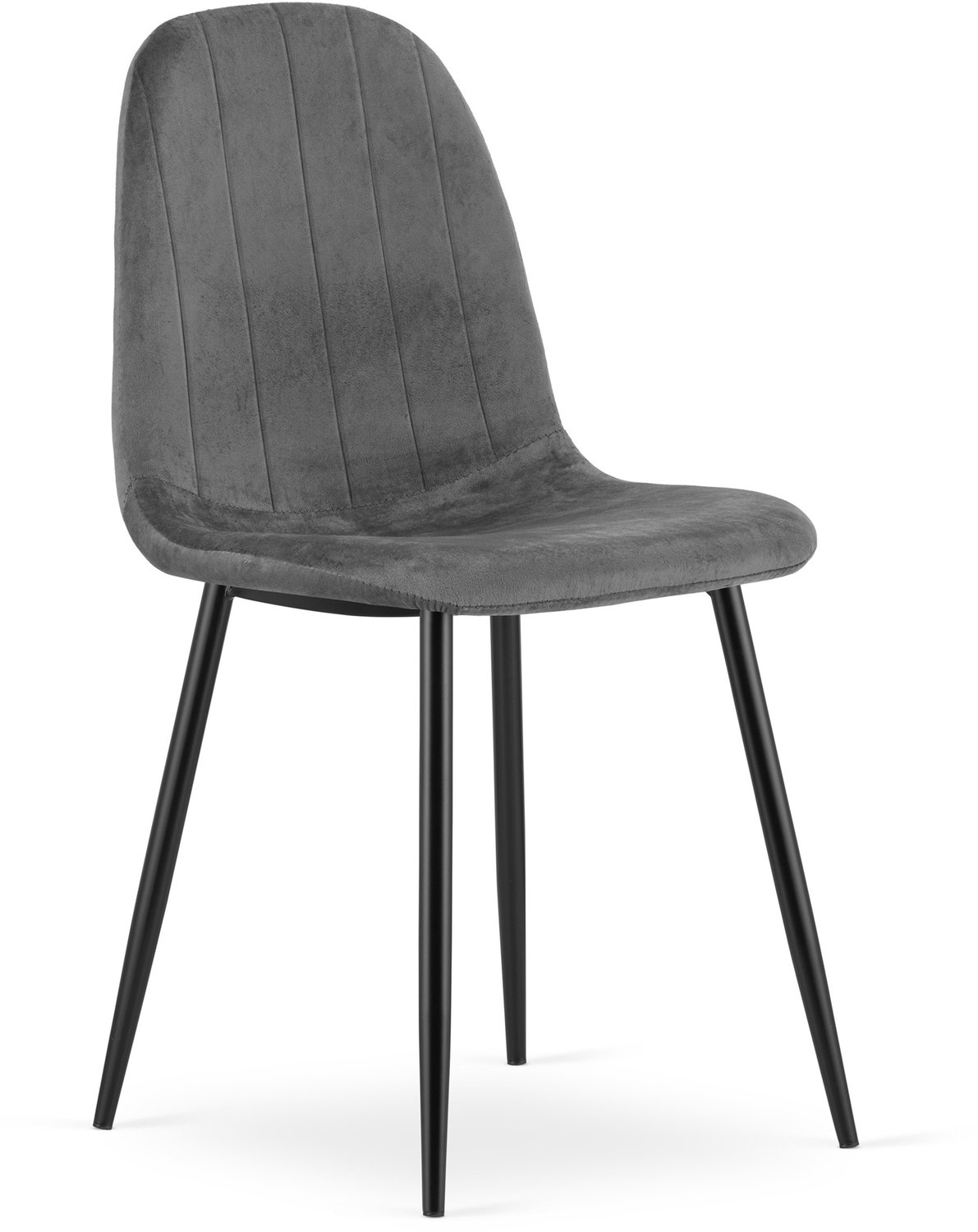 PADVA Eetkamerstoel – Zwart Velvet – Zwarte Metalen Poten – Comfortabele Gestoffeerde Zitting – Modern Design – Velvet Stoel voor Woonkamer, Keuken en Eetkamer – Max. 110 kg