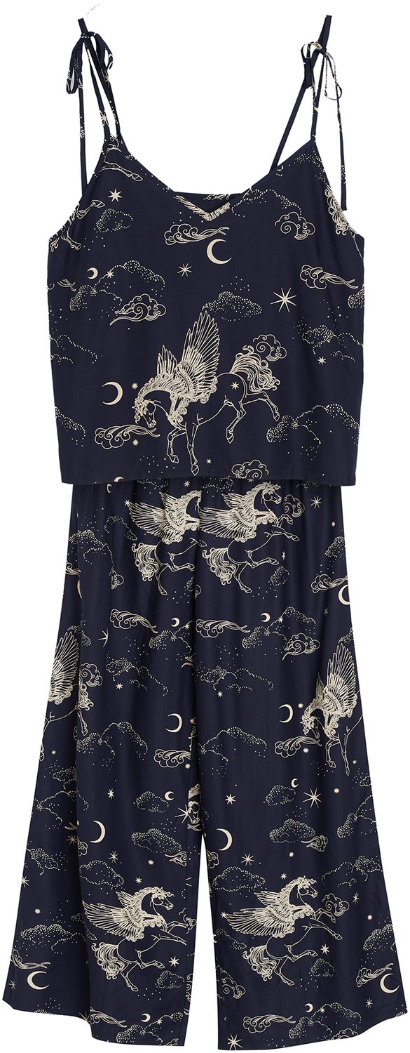 ESOTIQ Crispella-serie - Damespyjamaset - Marineblauw - 100% viscose Marineblauw;Lichtgeel