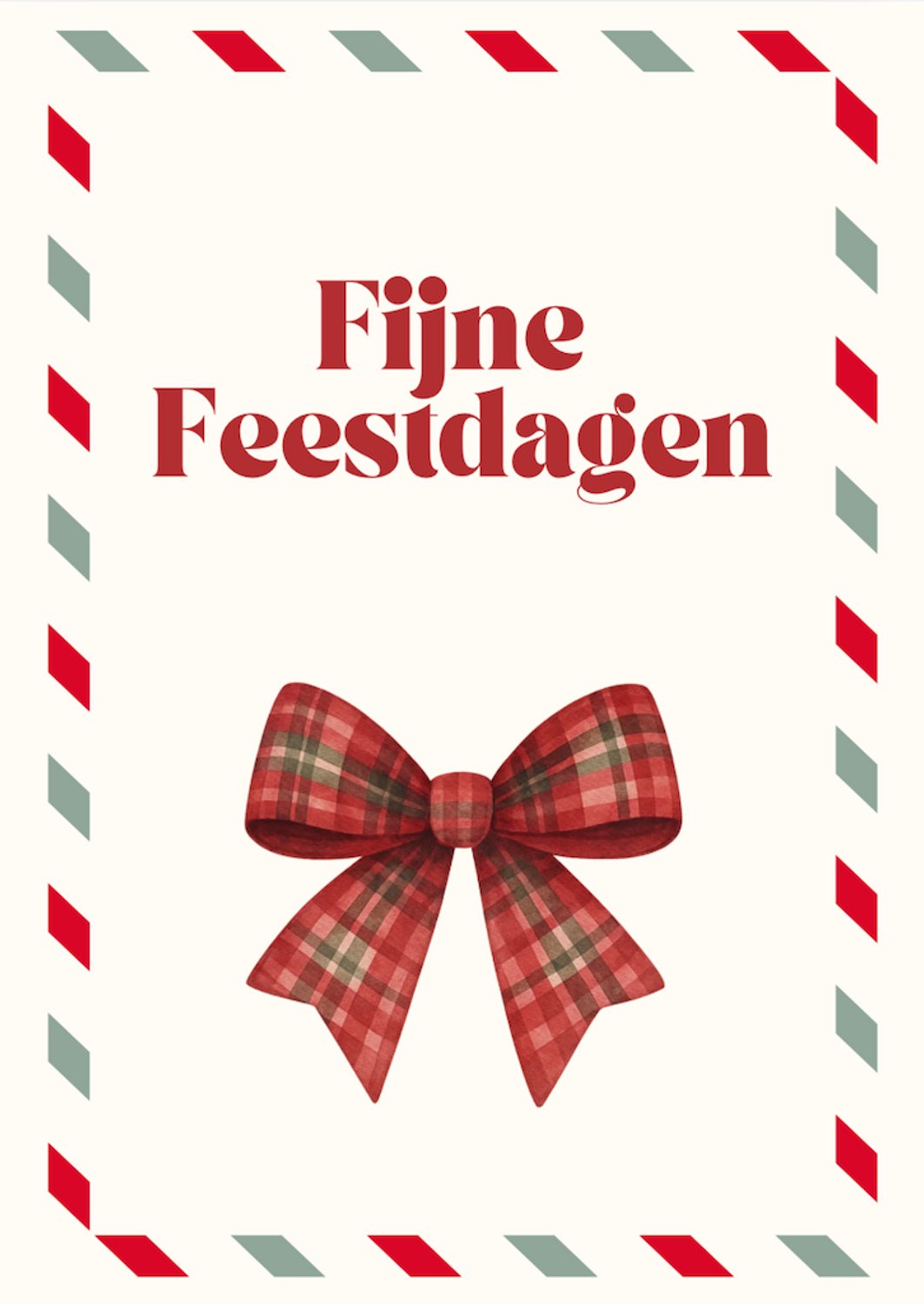 Kerstkaart Fijne Feestdagen met strik – A6 kaart