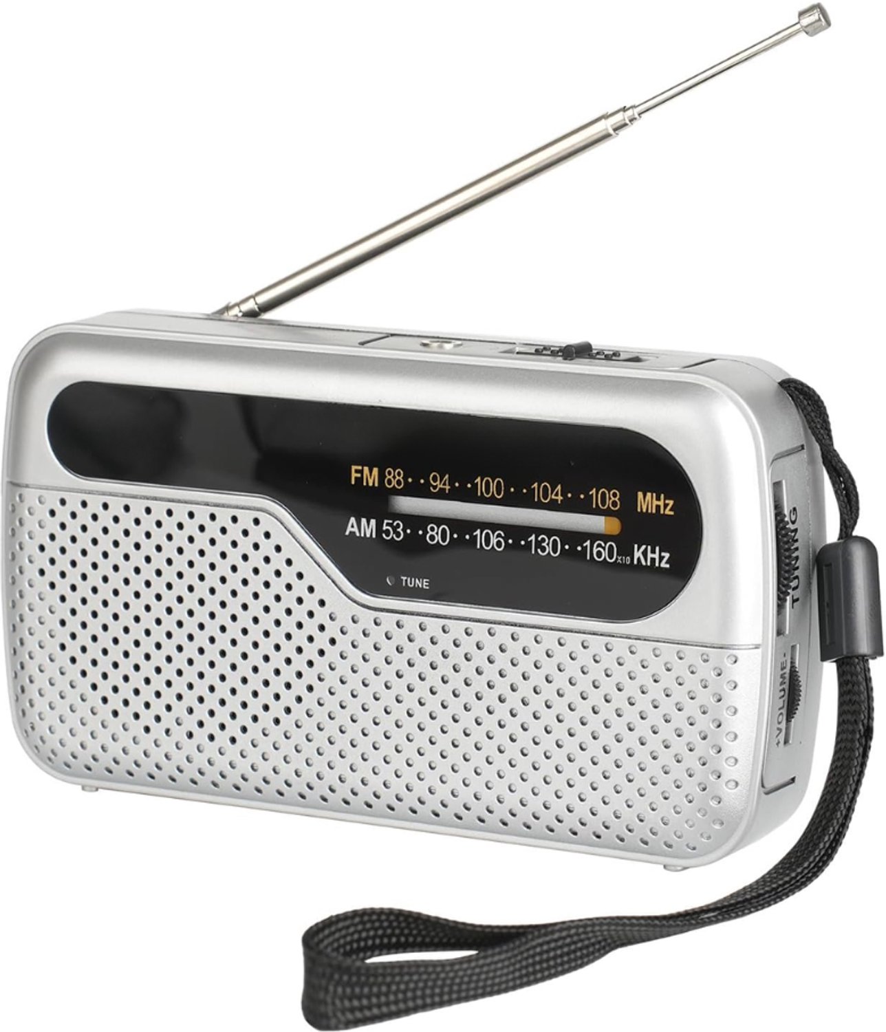 VH Supplies® Transistor Radio Op Batterijen - Draagbare Mini Noodradio - Radio Voor Rampen - Pocket Radio Speler - Zilver - 13 x 3 x 7 cm