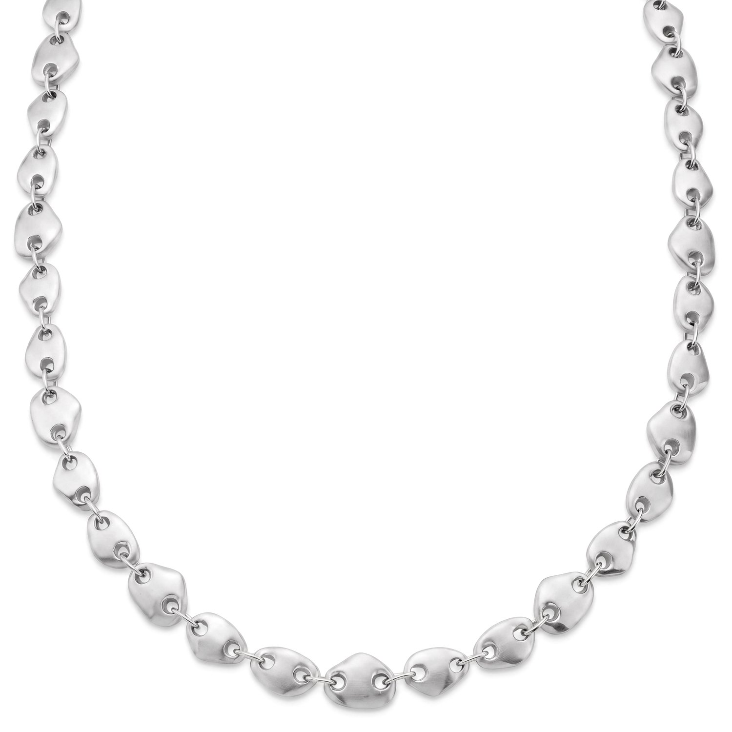 Organic | Cobble ketting van verzilverd roestvrij staal