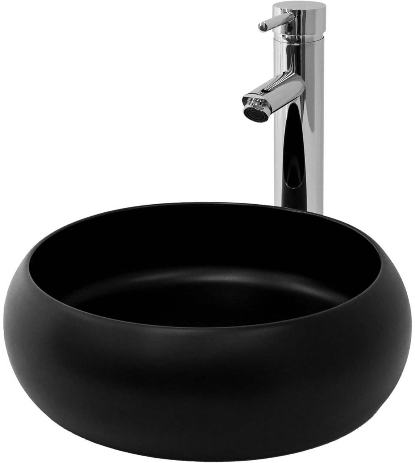 Zolvano® Waskom - Opzetwastafel Rond - Kleine Opbouw - Zwart
