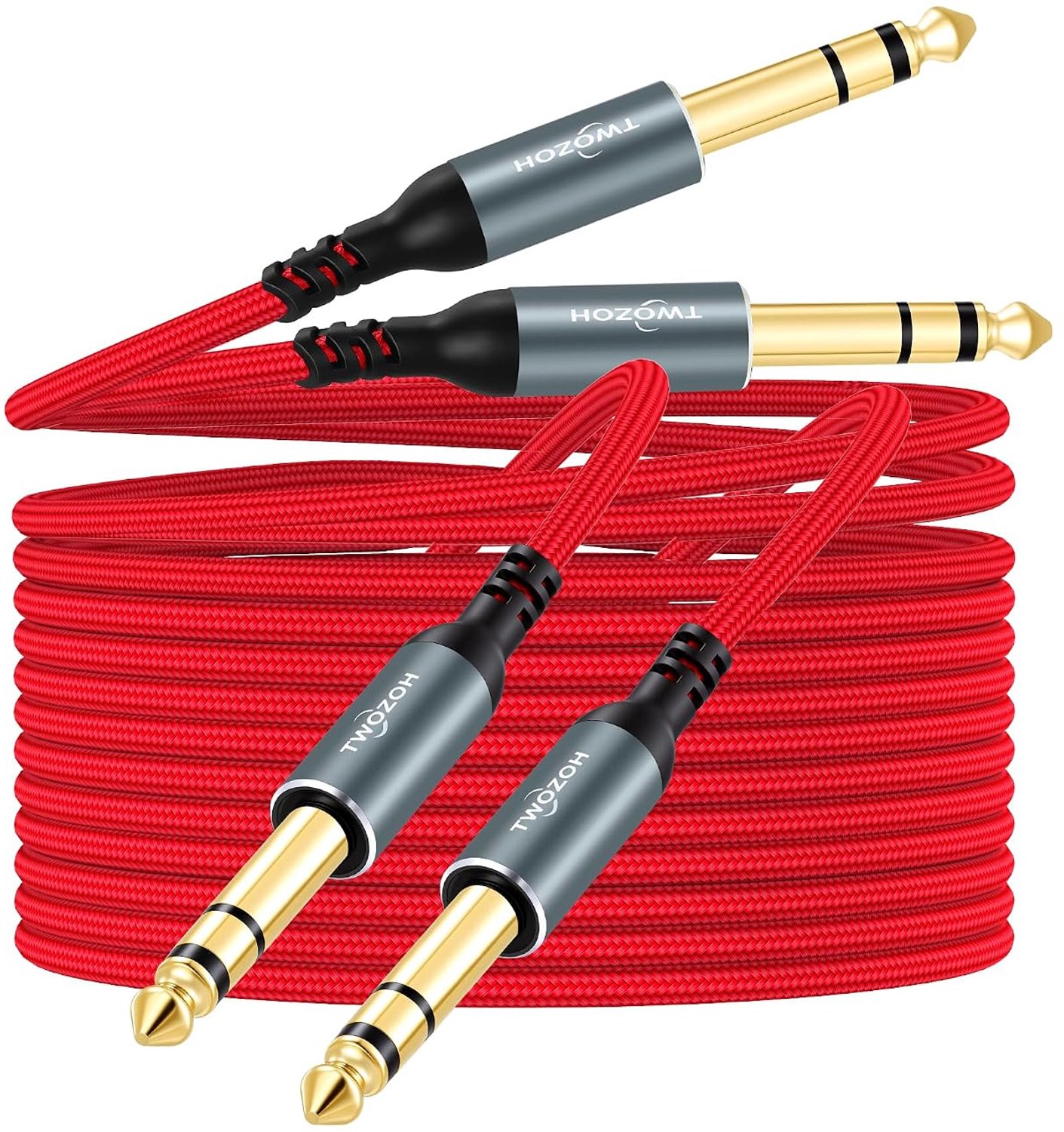 TRS-stereokabel 1/4 inch - 0,5 m - set van 2 stuks - ideaal voor professionele geluidsinstallaties - ServiceTopper