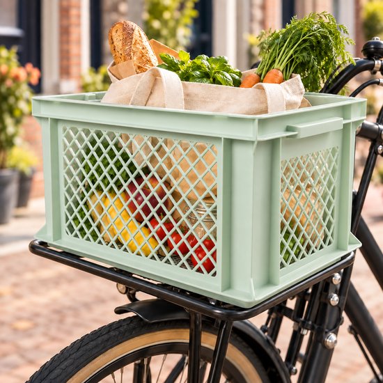 Dutch Standard Fietskrat – 26 Liter – 40 x 30 x 22 cm – Kunststof – Voor Voordrager – Groen — afbeelding 3