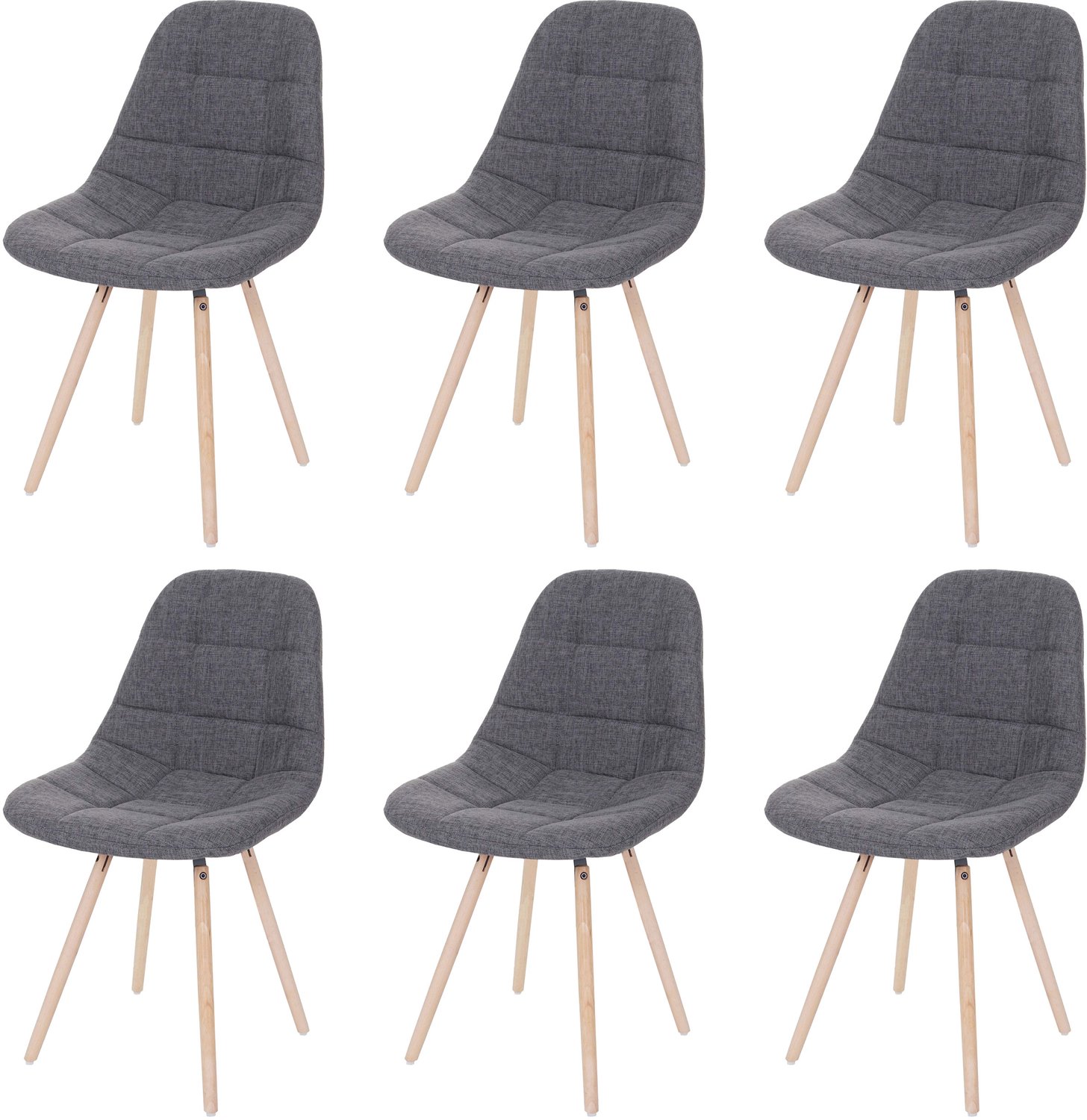 MCW Set van 6 eetkamerstoelen MCW-A60 II, keukenstoel, retro jaren 50 design ~ stof/textiel grijs