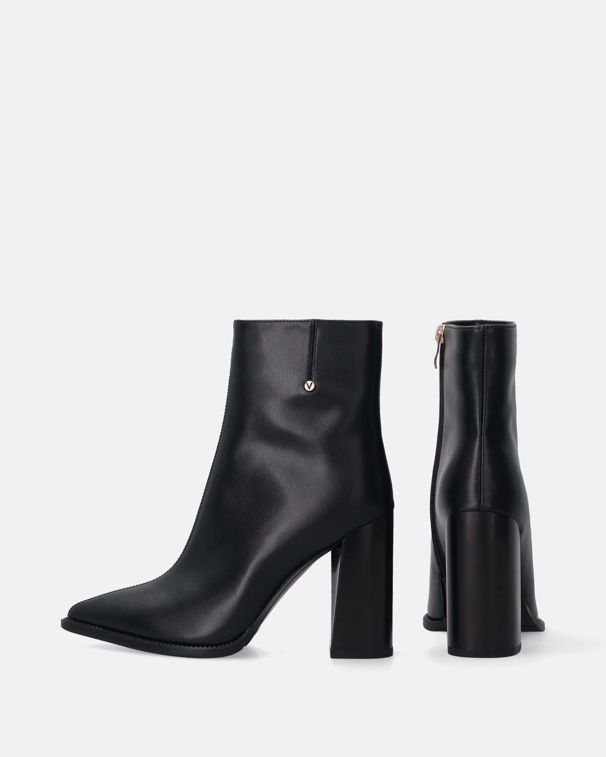 Dames Enkellaarzen - Zwart Leer - Hoge Hak van 10 cm