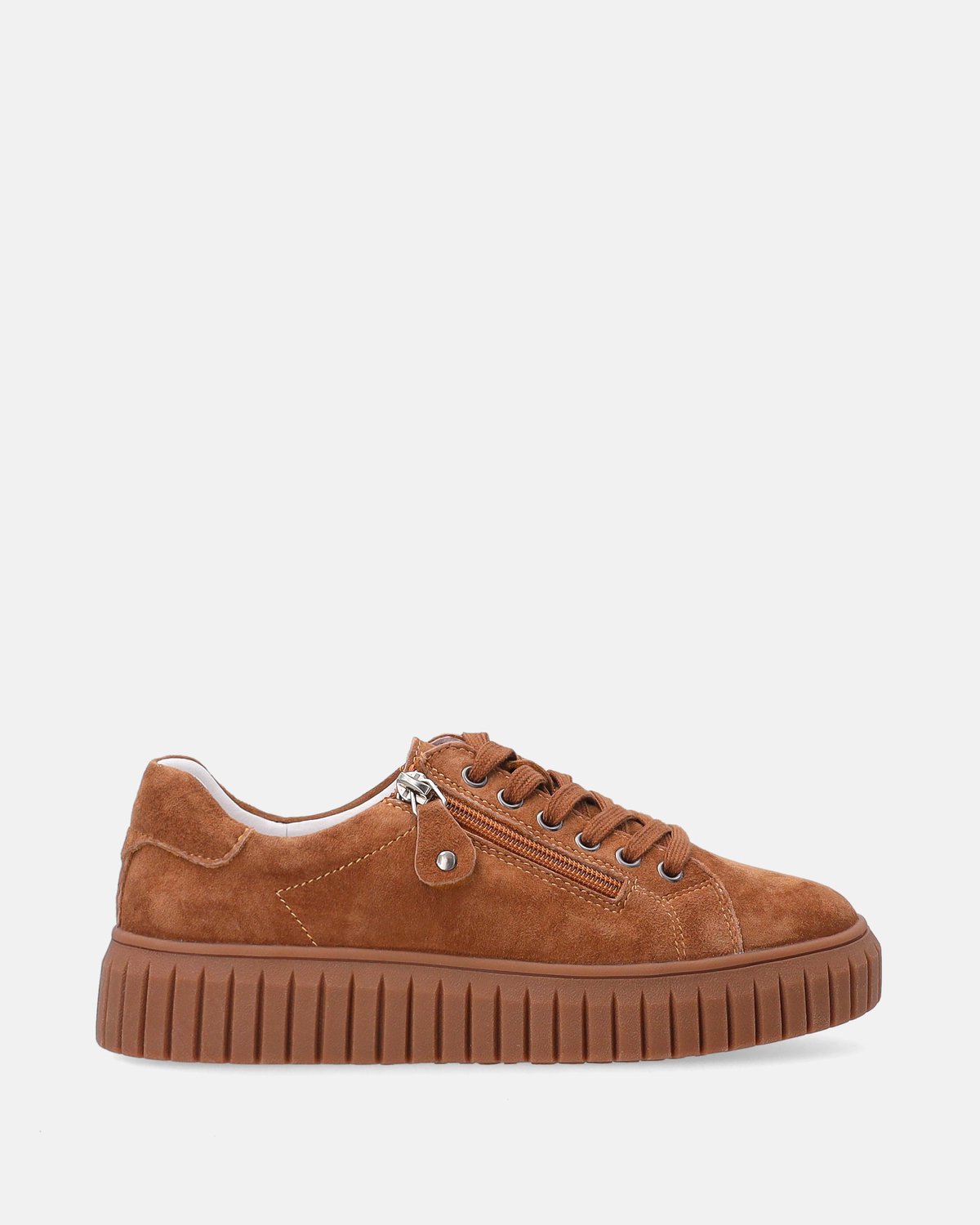 Bruine Suède Sneakers - Ritssluiting