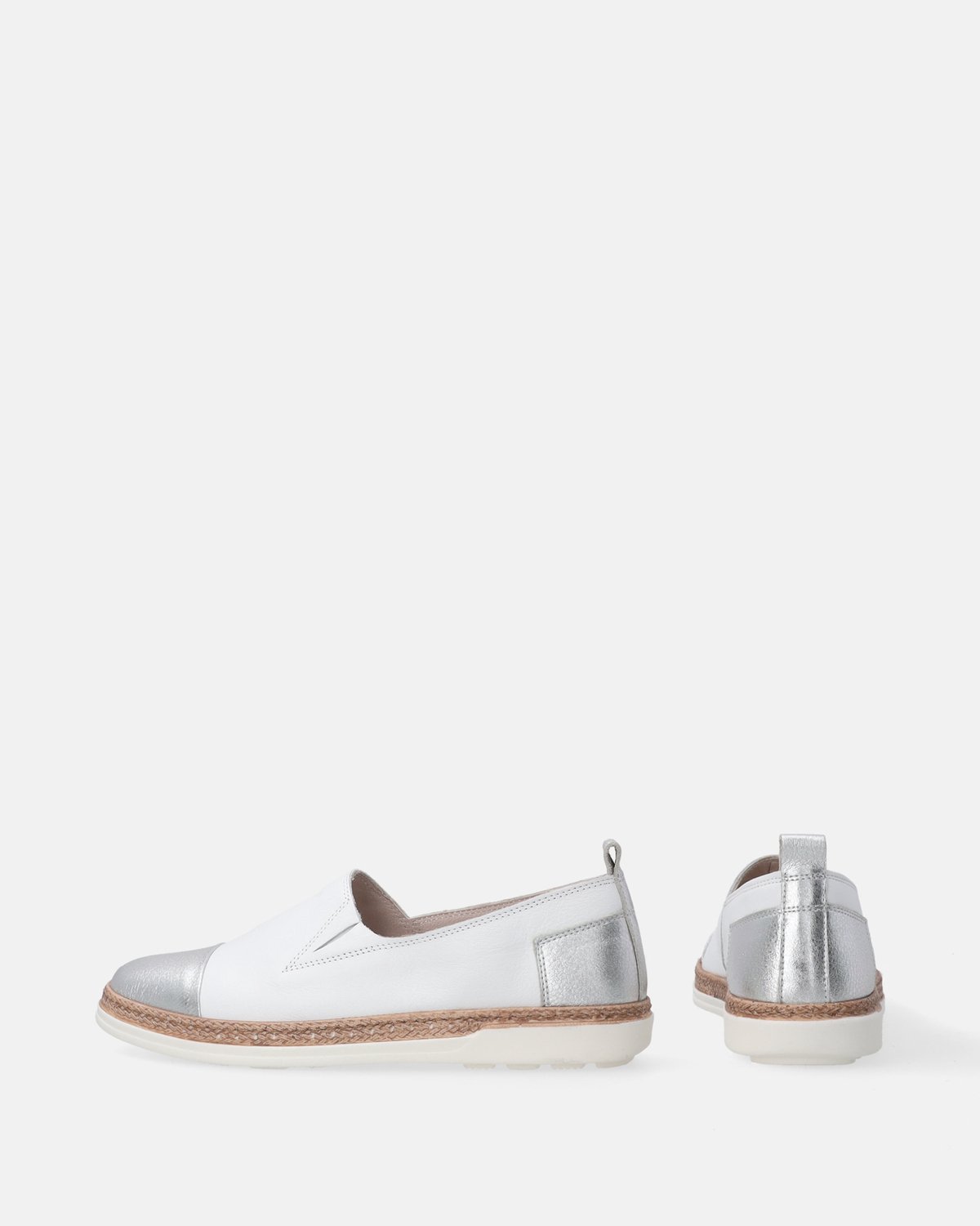 Leren Mocassins - Metallic Inzetstukken - Wit - Maat 36