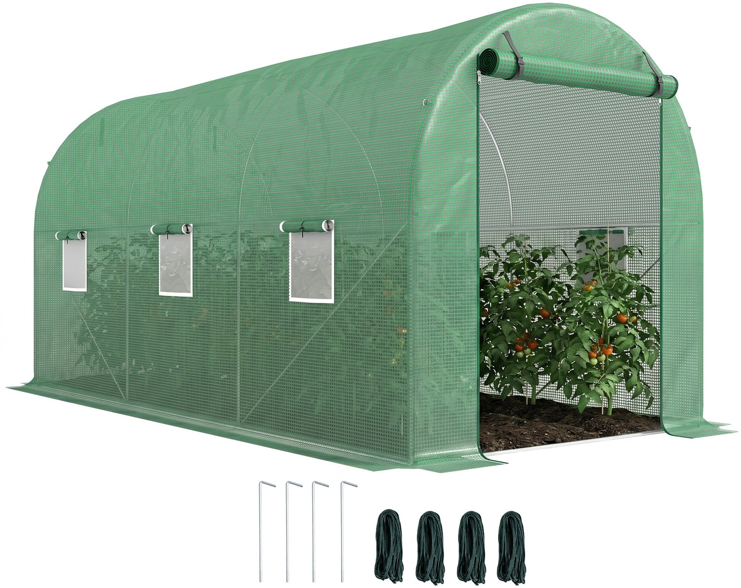 Outsunny Tunnelkas - Metaal - 395x195x190cm - Groen