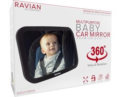 Autospiegel Achterbank - Babyspiegel Auto - Groot en Verstelbaar - Onbreekbaar - Brede Achteruitkijkspiegel - Voor Baby's en Kinderen - Autospiegel voor Achterbank